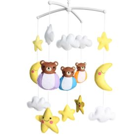 Baby Crib Bell Handmade Musical Mobile Baby Shower Gift Nursery Decor; Moon Star Cloud Bear