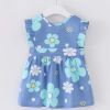 Blue Flowers Baby Girl Sleeveless Princess Smock Eating Inner Waterproof Kids Bibs Painting Apron