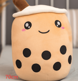 Cute Fruit Drink Plush Stuffed Soft Strawberry Milk Tea Plush Boba Tea Cup Toy Bubble Tea Pillow Cushion Kids Gift (Option: Brown-70CM)