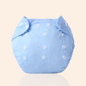 Increase diaper pants washable diapers can adjust the baby can pull pants pants waterproof waterproof diapers pants (Option: Blue-Grid)