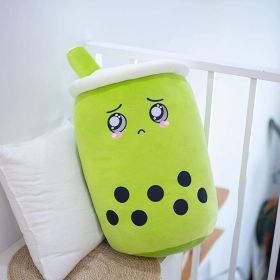 Cute Fruit Drink Plush Stuffed Soft Strawberry Milk Tea Plush Boba Tea Cup Toy Bubble Tea Pillow Cushion Kids Gift (Option: Matcha green-25CM)