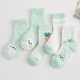 Cotton breathable male and female baby socks (Option: Green-L)