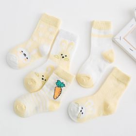 Cotton breathable male and female baby socks (Option: Yellow-M)