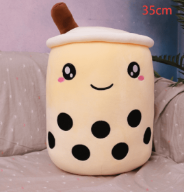 Cute Fruit Drink Plush Stuffed Soft Strawberry Milk Tea Plush Boba Tea Cup Toy Bubble Tea Pillow Cushion Kids Gift (Option: light coffee-35cm)