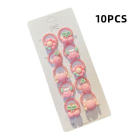 10pcs/set Girls Cartoon Nylon Scrunchie Kids Ponytail Holder Hair Bands Rubber Band Headband Fashion Hair Accessories (Color: A- 7)