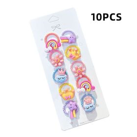 10pcs/set Girls Cartoon Nylon Scrunchie Kids Ponytail Holder Hair Bands Rubber Band Headband Fashion Hair Accessories (Color: A- 3)