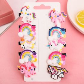 10Pcs Cartoon Baby Hairpins Fruit Unicorn Hair Clips Chidlren Hair Clips Barrette Kids Hair Accessories (Color: 9)