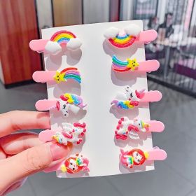 10Pcs Cartoon Baby Hairpins Fruit Unicorn Hair Clips Chidlren Hair Clips Barrette Kids Hair Accessories (Color: 4)