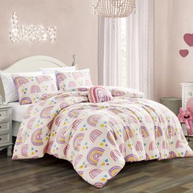 Rainbow Hearts 4PC COMFORTER SET (size: FULL/QUEEN)