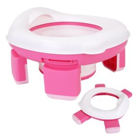 Portable Toddler Potty Toilet Foldable Potty Training Seat Cover with Splash Guard (Color: Pink)