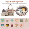 8Pcs Baby Nappy Diaper Bags Set for Mom Dad Mummy Handbags Multifunctional Diaper Changing Bags with Bottle Bag Mesh Bag Purse Diaper Pad 2 Burp Cloth