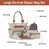 8Pcs Baby Nappy Diaper Bags Set for Mom Dad Mummy Handbags Multifunctional Diaper Changing Bags with Bottle Bag Mesh Bag Purse Diaper Pad 2 Burp Cloth