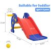 3 in 1 Kids Climber and Slide, Toddler Play Set with Basketball Hoop and Ball, Indoor Outdoor Freestanding Slide for Preschool Boys Girls XH