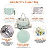 Baby Nappy Diaper Bag with 6 Pockets Burp Cloth Adjustable Shoulder Strap Detachable Small Bag Multifunctional Diaper Changing Bag with 2 Insulated Po